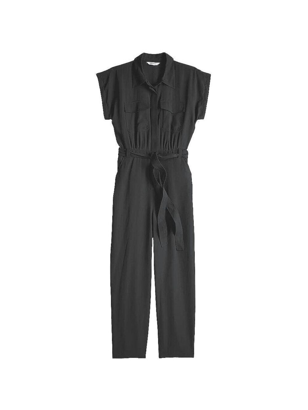 Nine West Utility Jumpsuit Black Belted Sleeveless Wide Leg NWT XXL